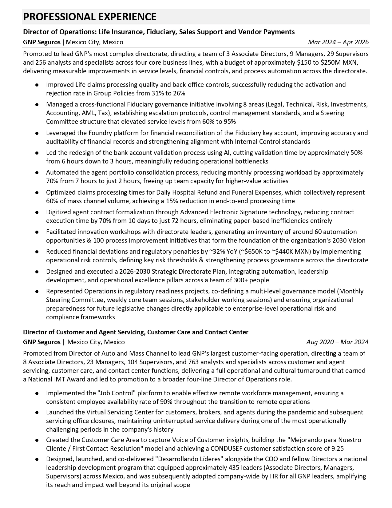 Senior Operations Executive — After (Page 2)