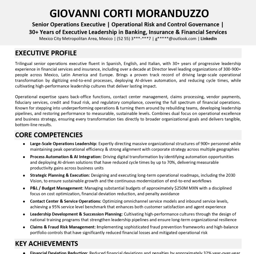 Senior Operations Executive — After (Page 1)